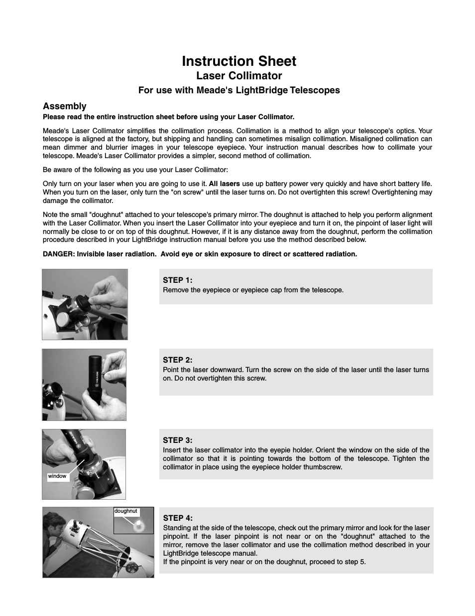 LightBridge Laser Collimator Instructions