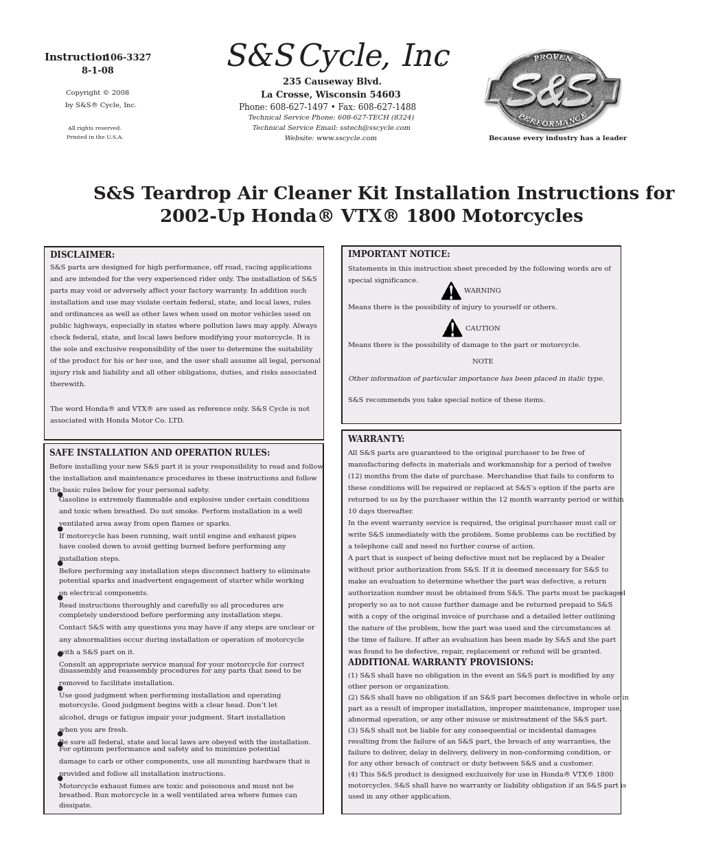 Teardrop Air Cleaner Kit for 2002-Up Honda VTX 1800 Motorcycles