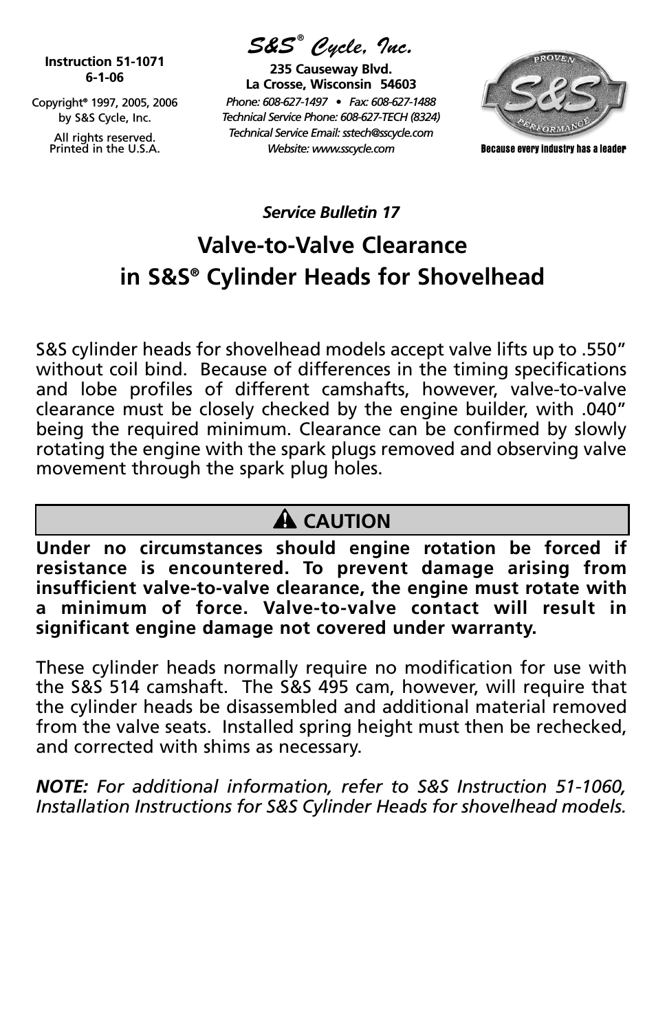 Valve-to-Valve Clearance in S&S Cylinder Heads for Shovelhead