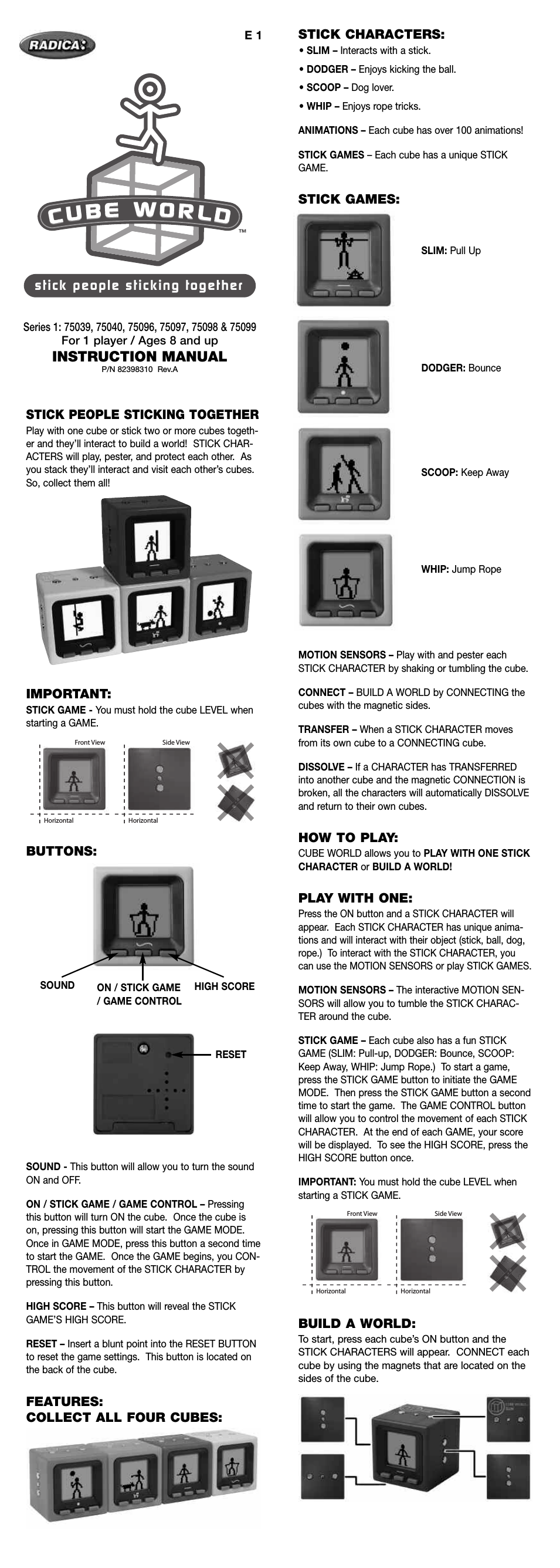 CUBE WORLD - STICK PEOPLE STICKING TOGETHER Instruction Manual