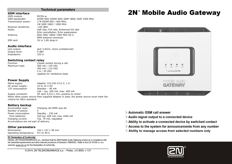 Mobile Audio Gateway public address system - Quick start manual