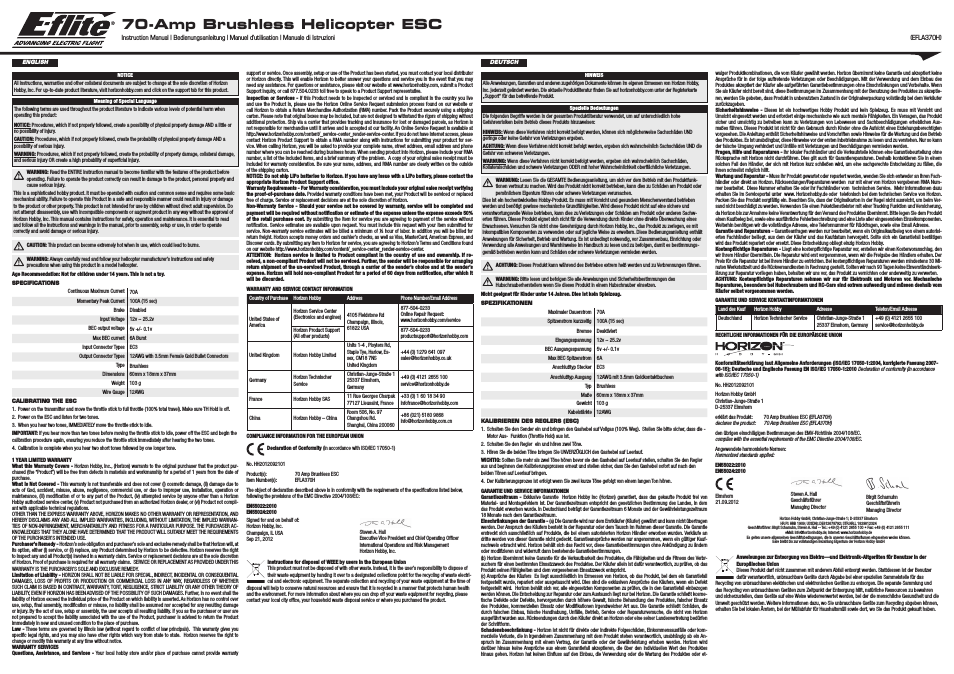 70-Amp Helicopter Brushless ESC: B500 3D/X