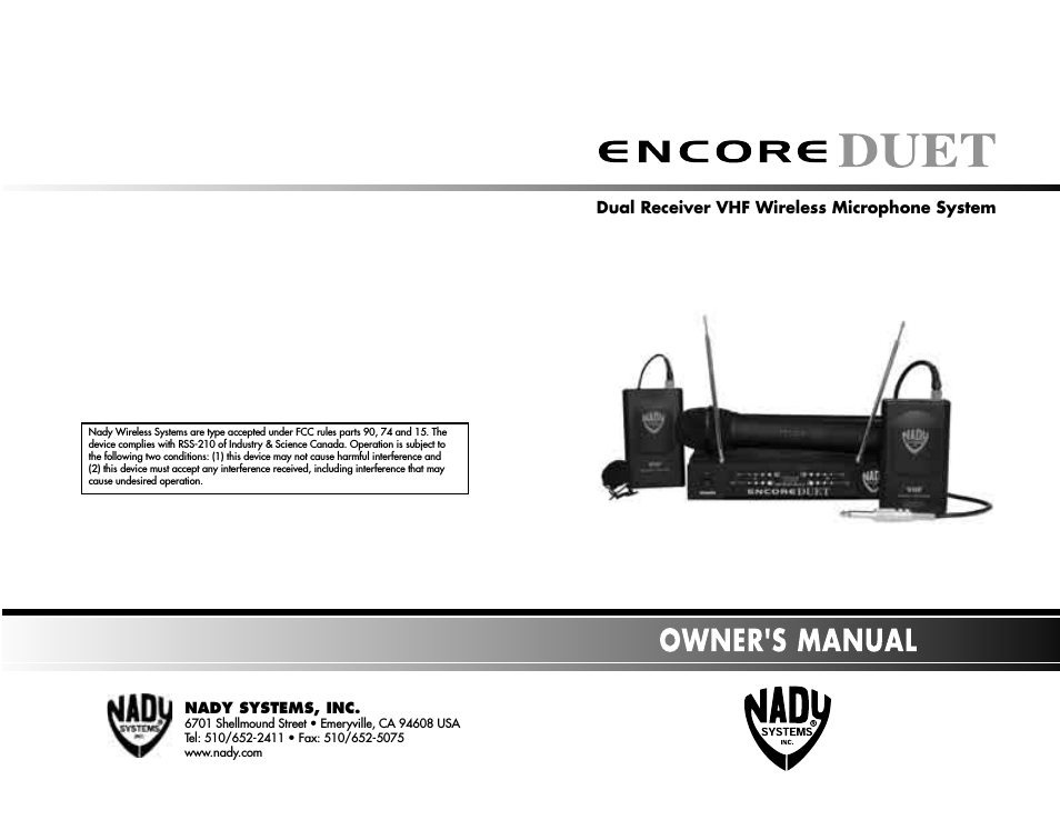 Dual Receiver VHF Wireless Microphone System Encore Duet