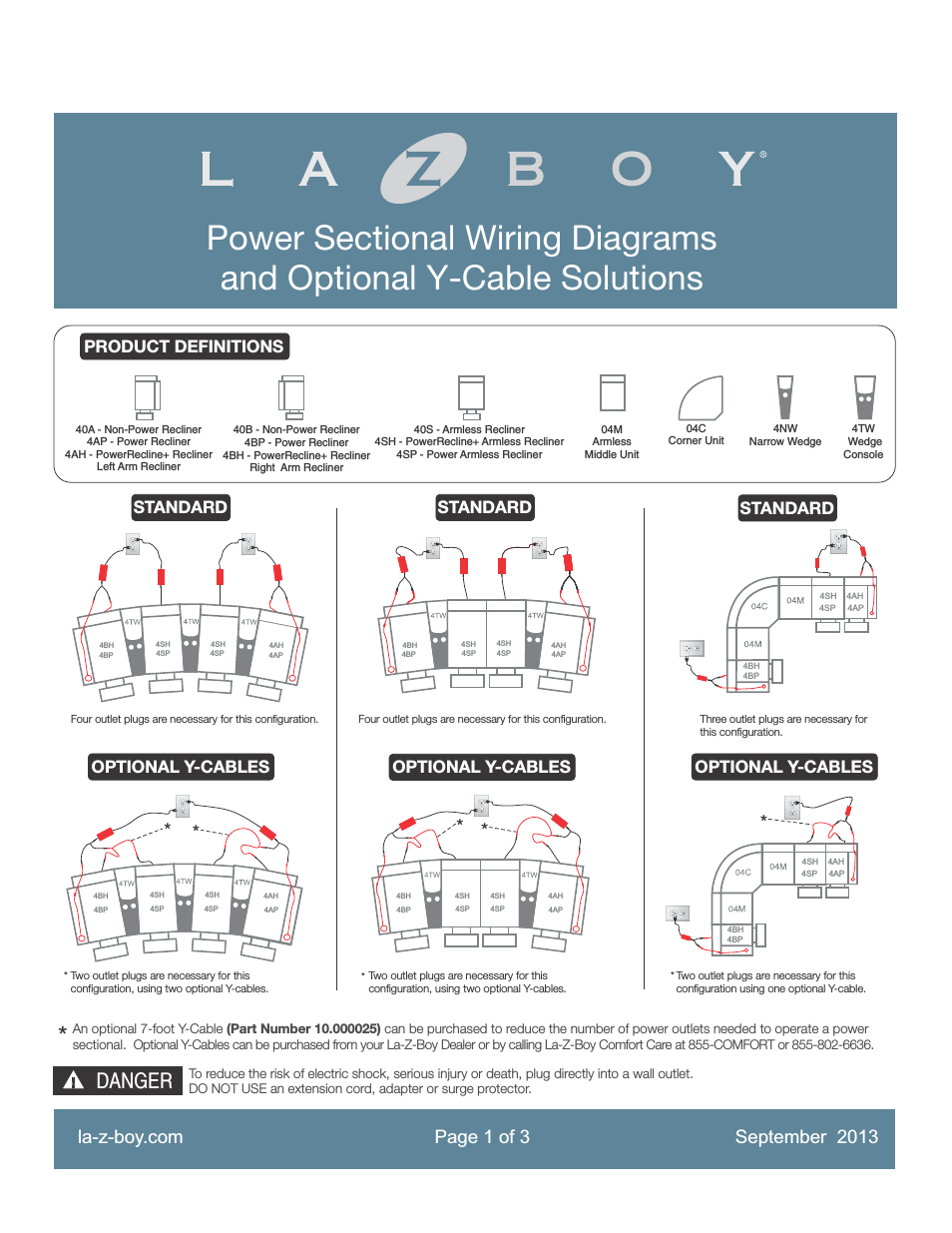 La-Z-Time PowerRecline Sectional Optional Wiring