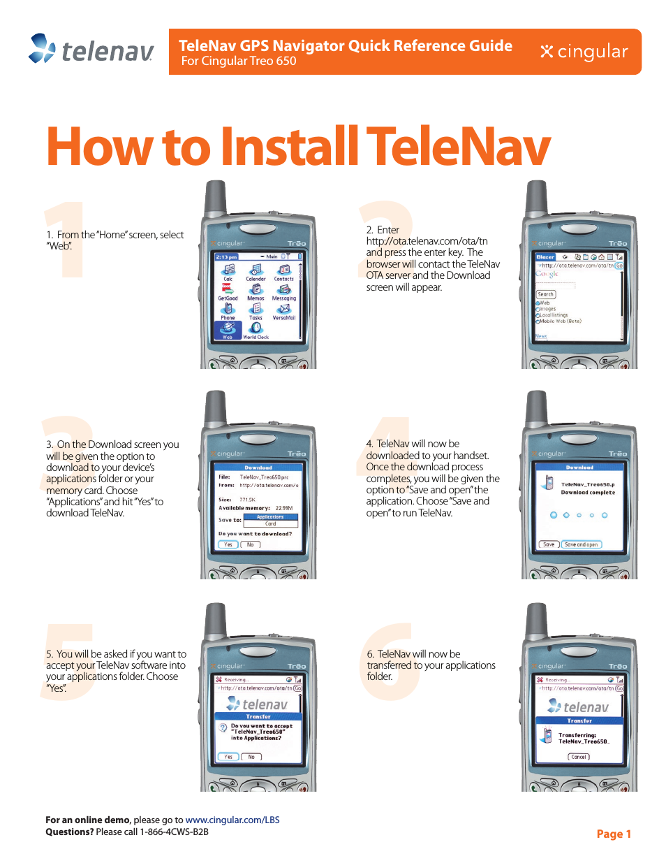 for AT&T Supported Devices: v4.1 for Palm Treo 650 Quick Start Guide