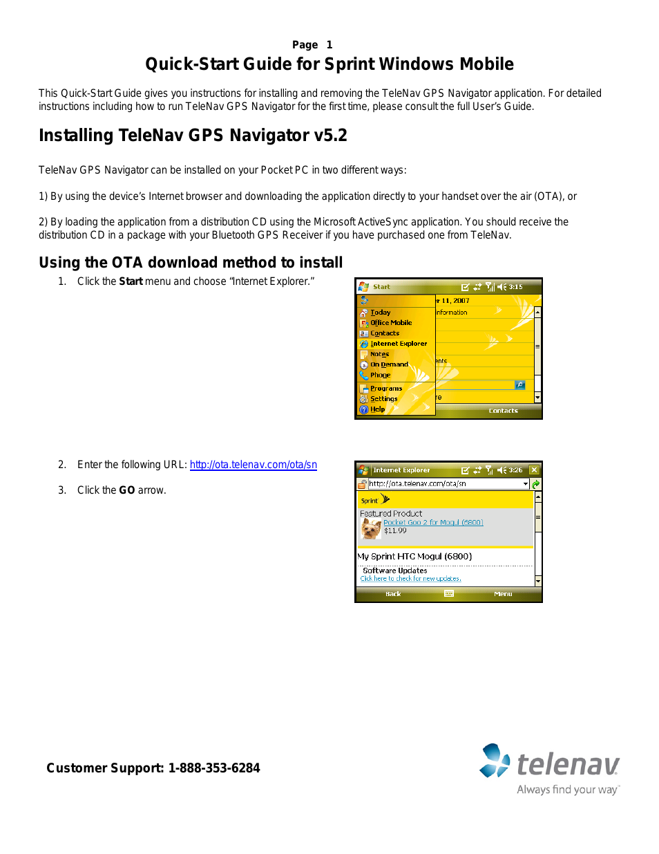 for Sprint Supported Devices: v5.2 for Windows Mobile