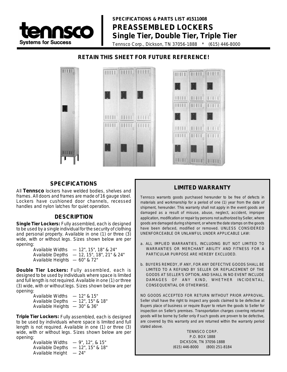Preassembled Lockers Single, Double,and Triple Tier