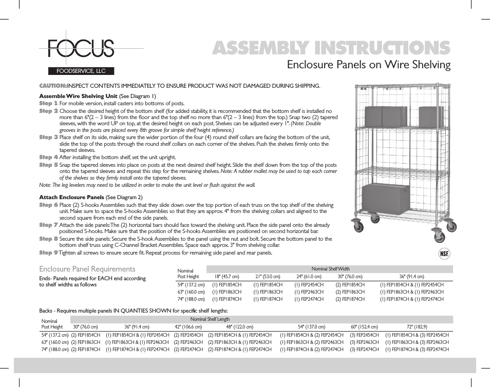 Enclosure Panels on Wire Shelving - Assembly Instructions