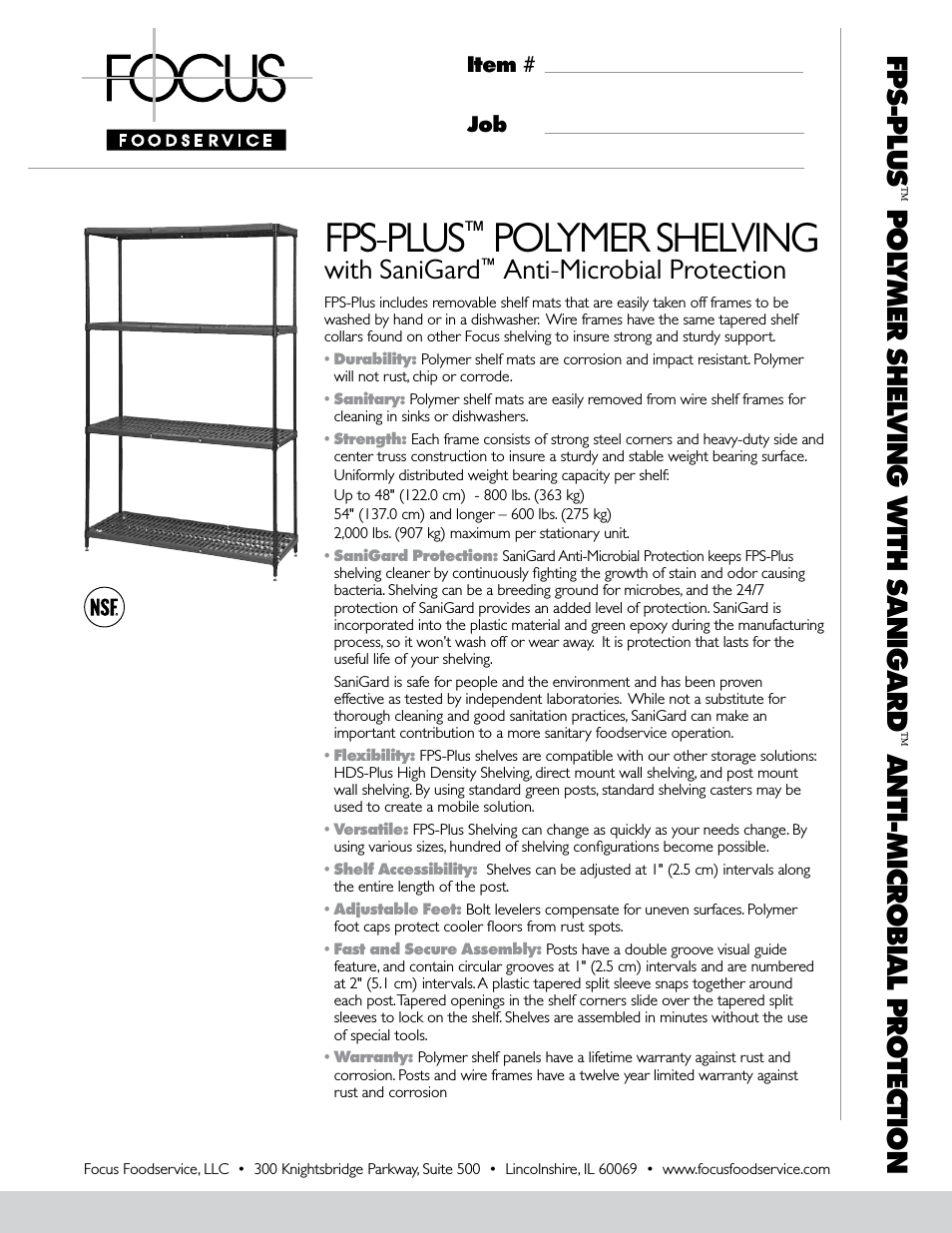 FPS-PluS Polymer Shelving - Specification Sheets
