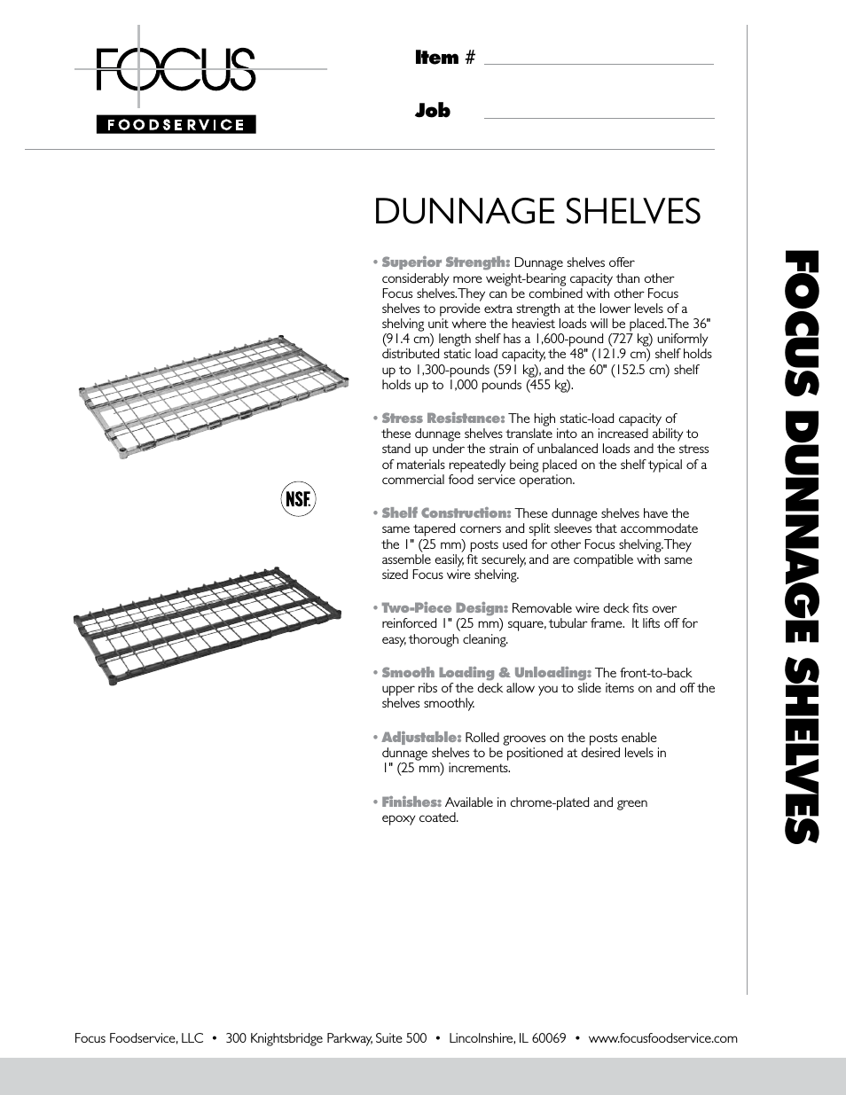 SHELVES  DUNNAGE - Specification Sheets