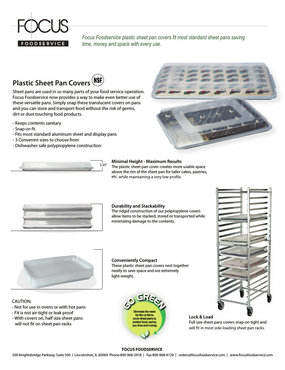 Plastic Sheet Pan Covers - Specification Sheets