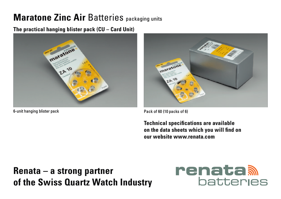 Maratone Zinc Air Batteries - Packaging Units