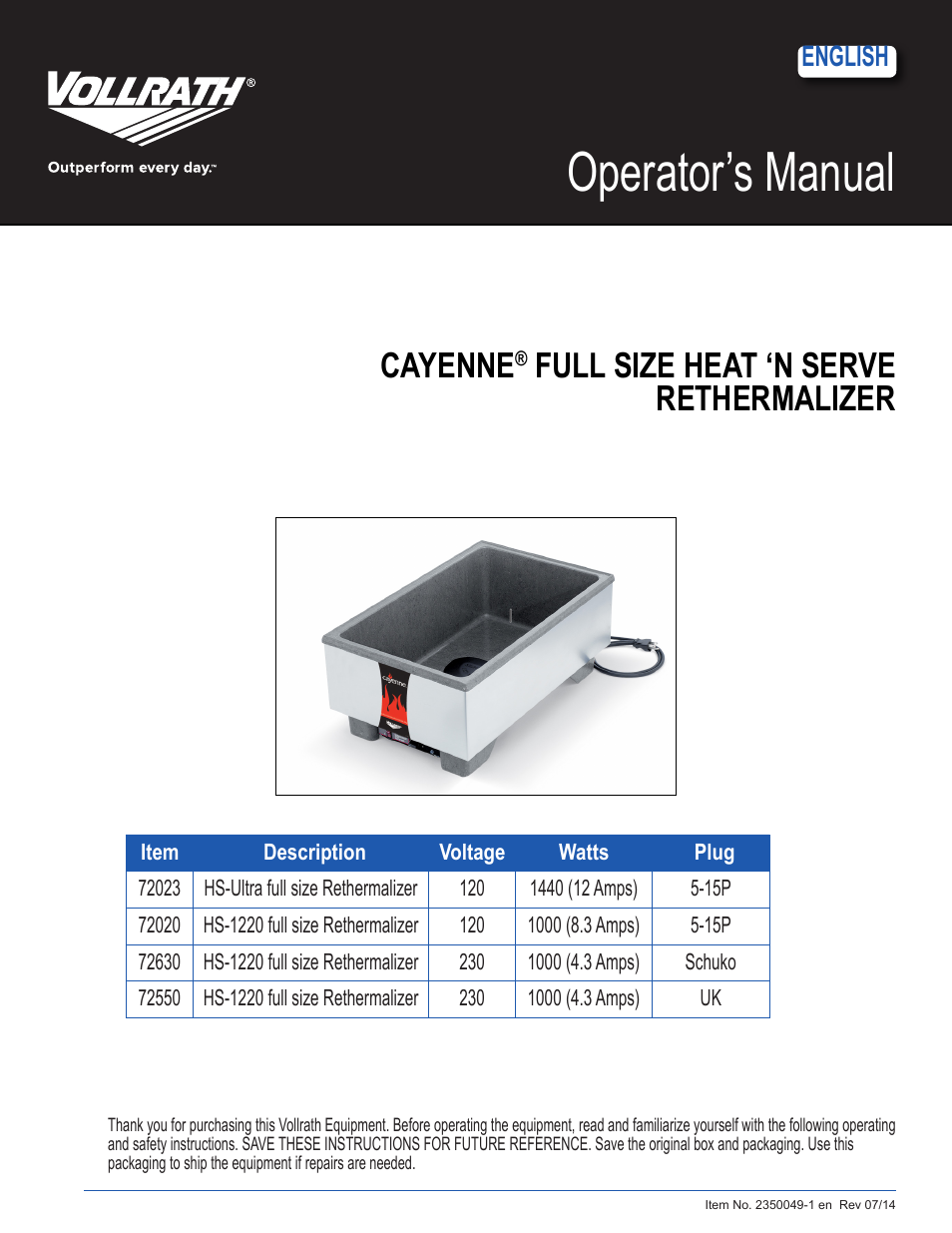 Cayenne Model 1220 Full-Size Heat 'N Serve Rethermalizers