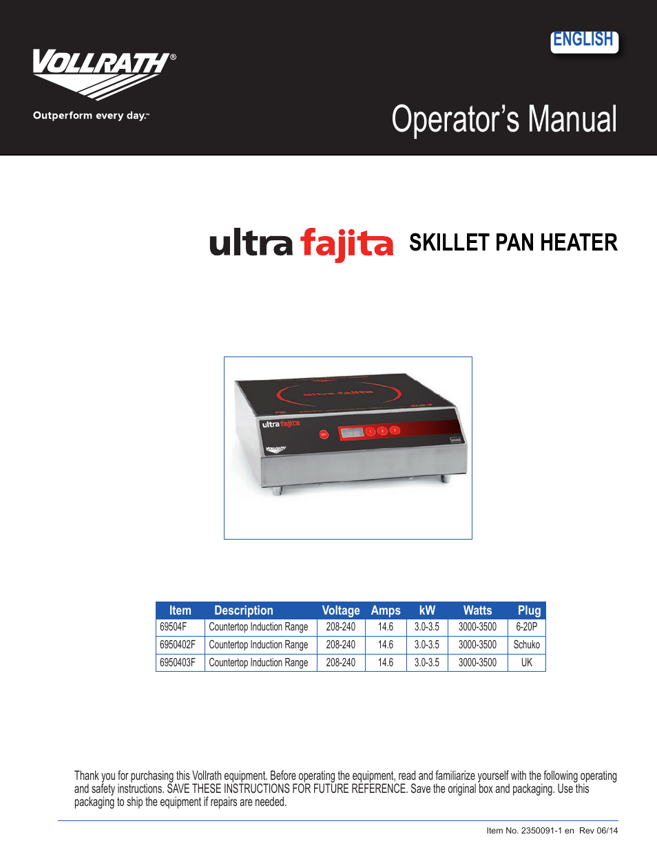 Ultra Series 3500 Watt Fajita Heater Induction Ranges