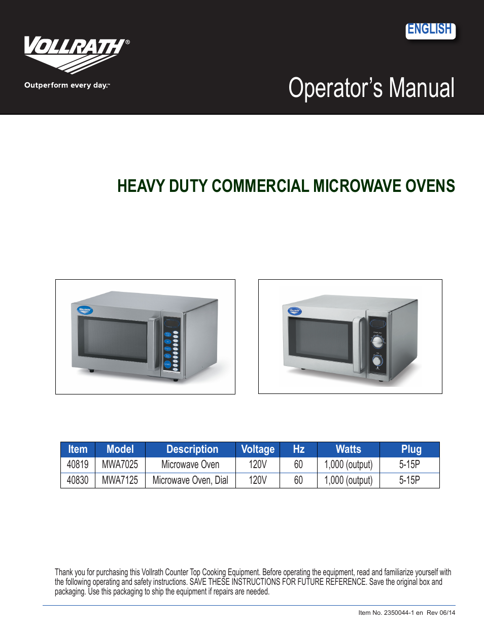 Microwave Oven - Manual