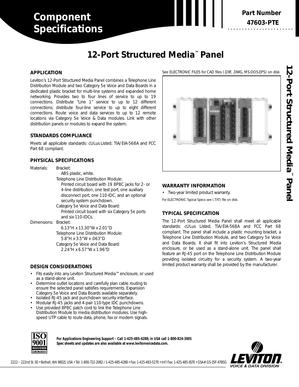 12-Port Structured Media Panel 47603-PTE