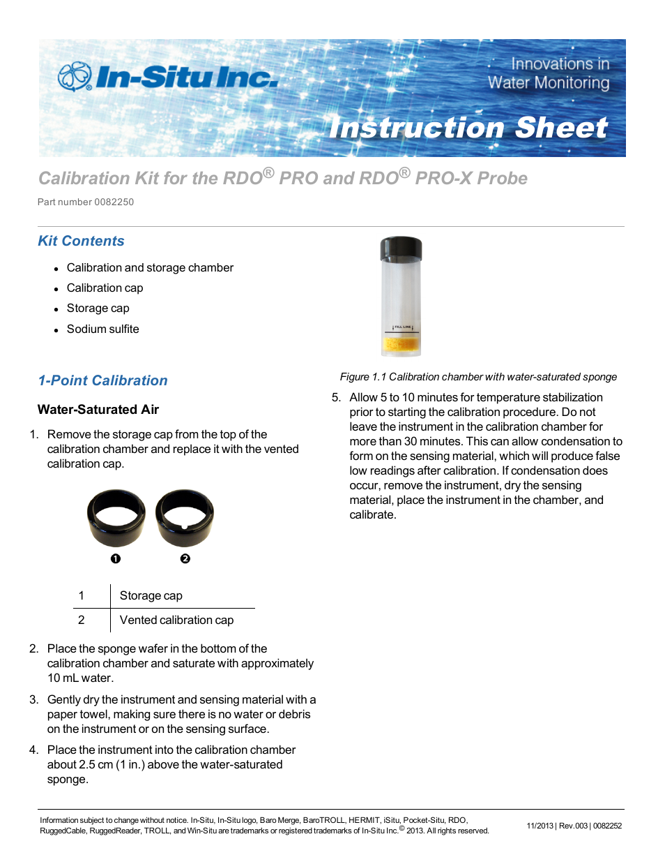 Calibration Kit for the optical RDO PRO Probe
