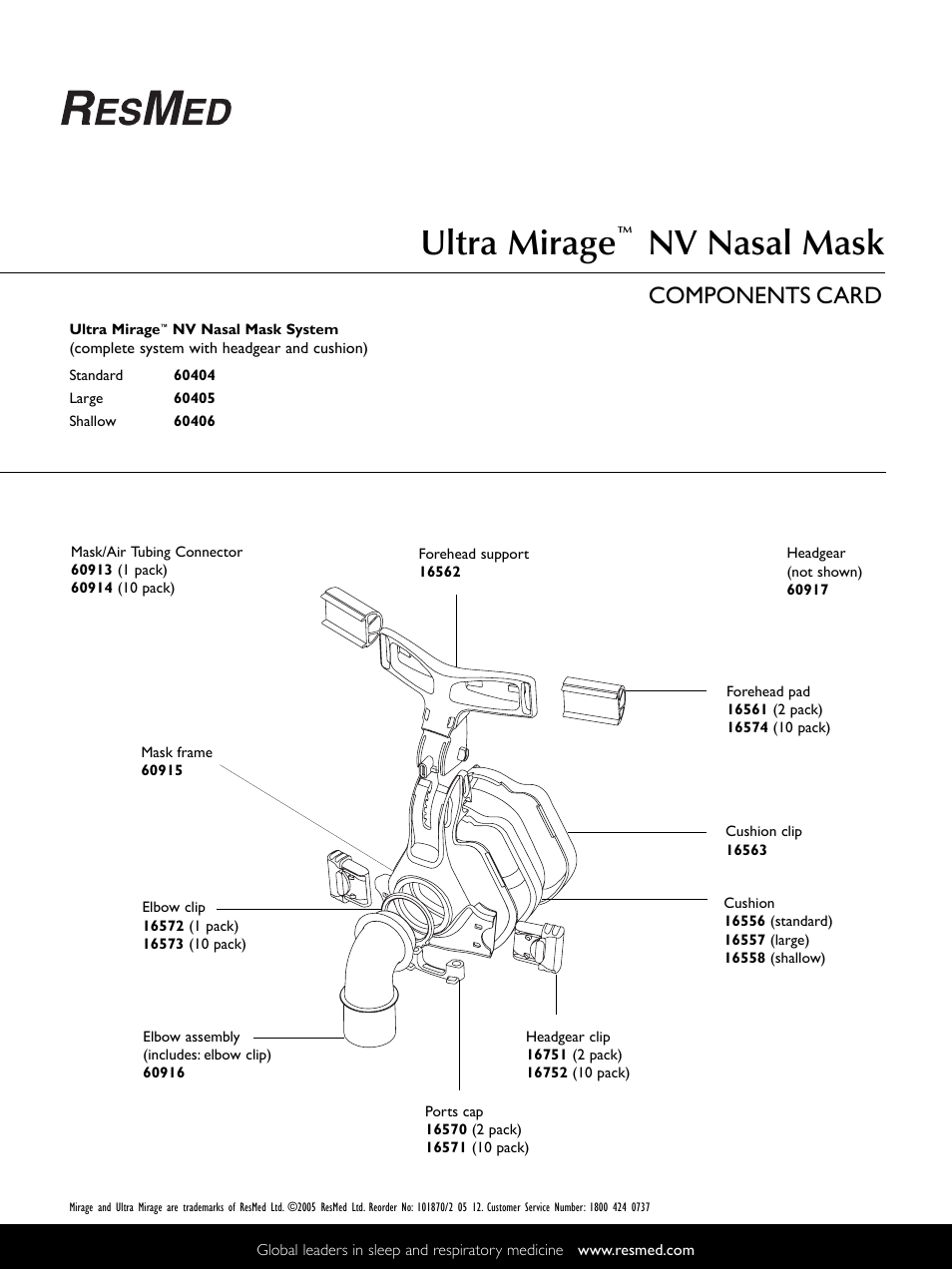 Ultra Mirage NV Nasal Mask
