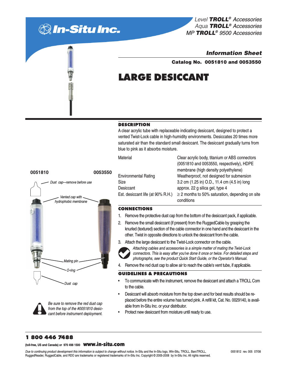 Large Desiccant for Use with RuggedCable Systems