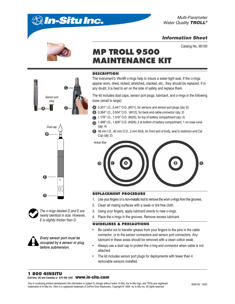 TROLL 9500 O-ring Maintenance Kit (instruments less than 2 diam.)