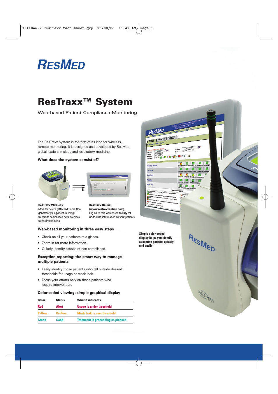 Web-based Patient Monitor ResTraxx System