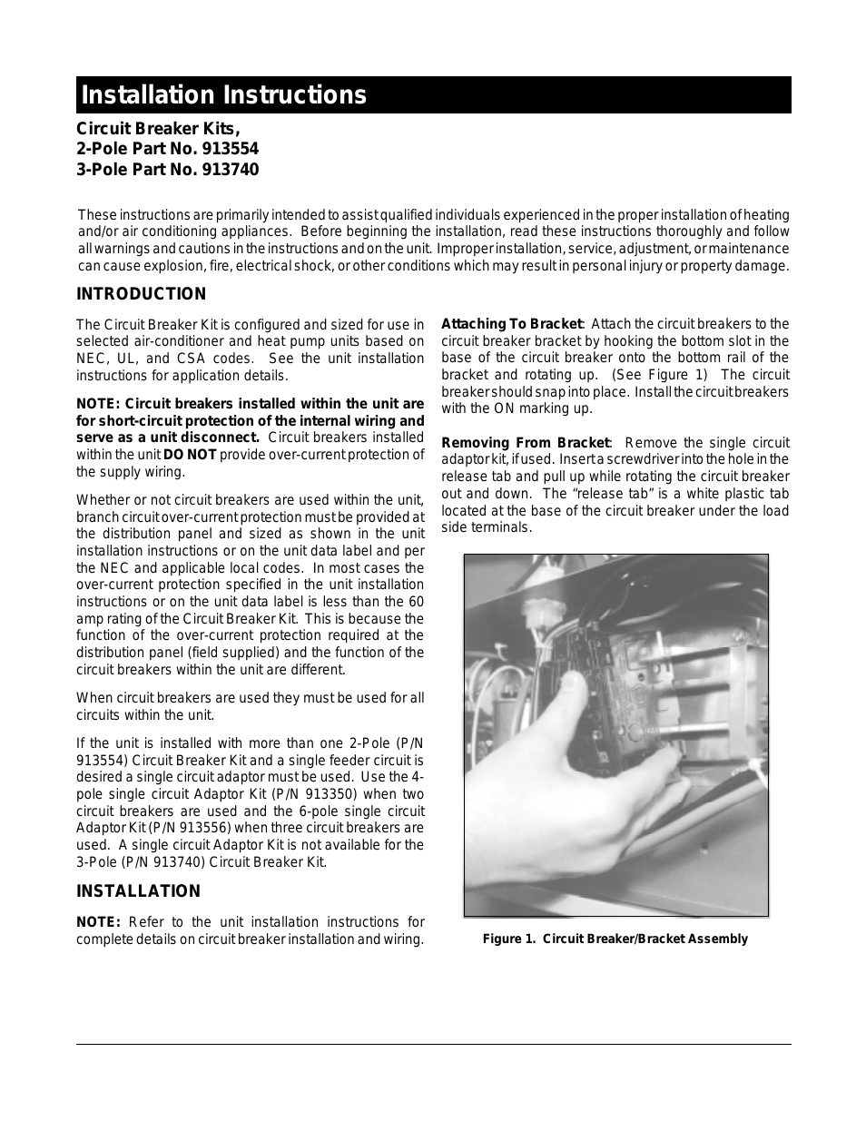 P6SD Option - Installation - Circuit Breaker Kit