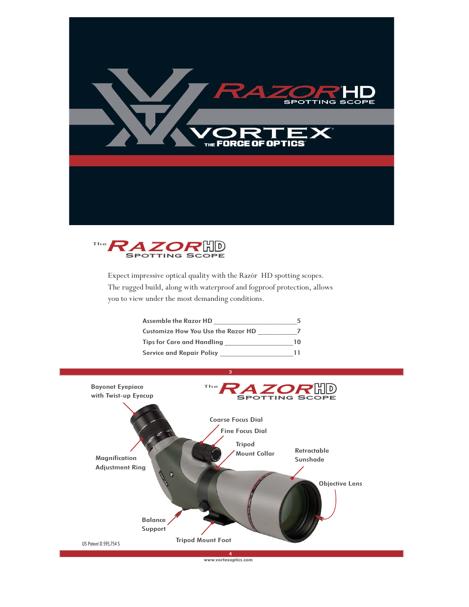 RAZOR HD 20-60X85 SPOTTING SCOPE