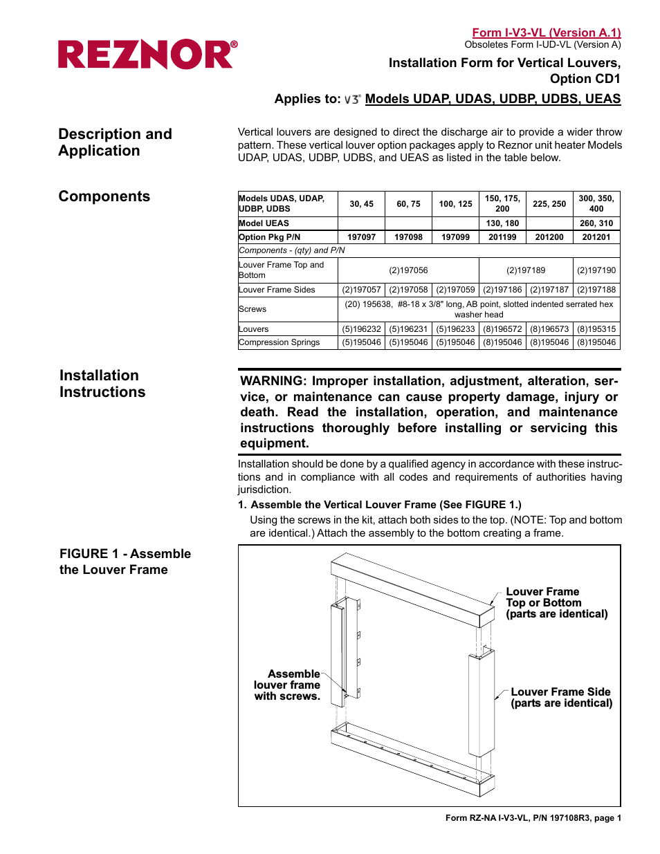 UDAS Option - Installation - Vertical Louvers - V3 Series