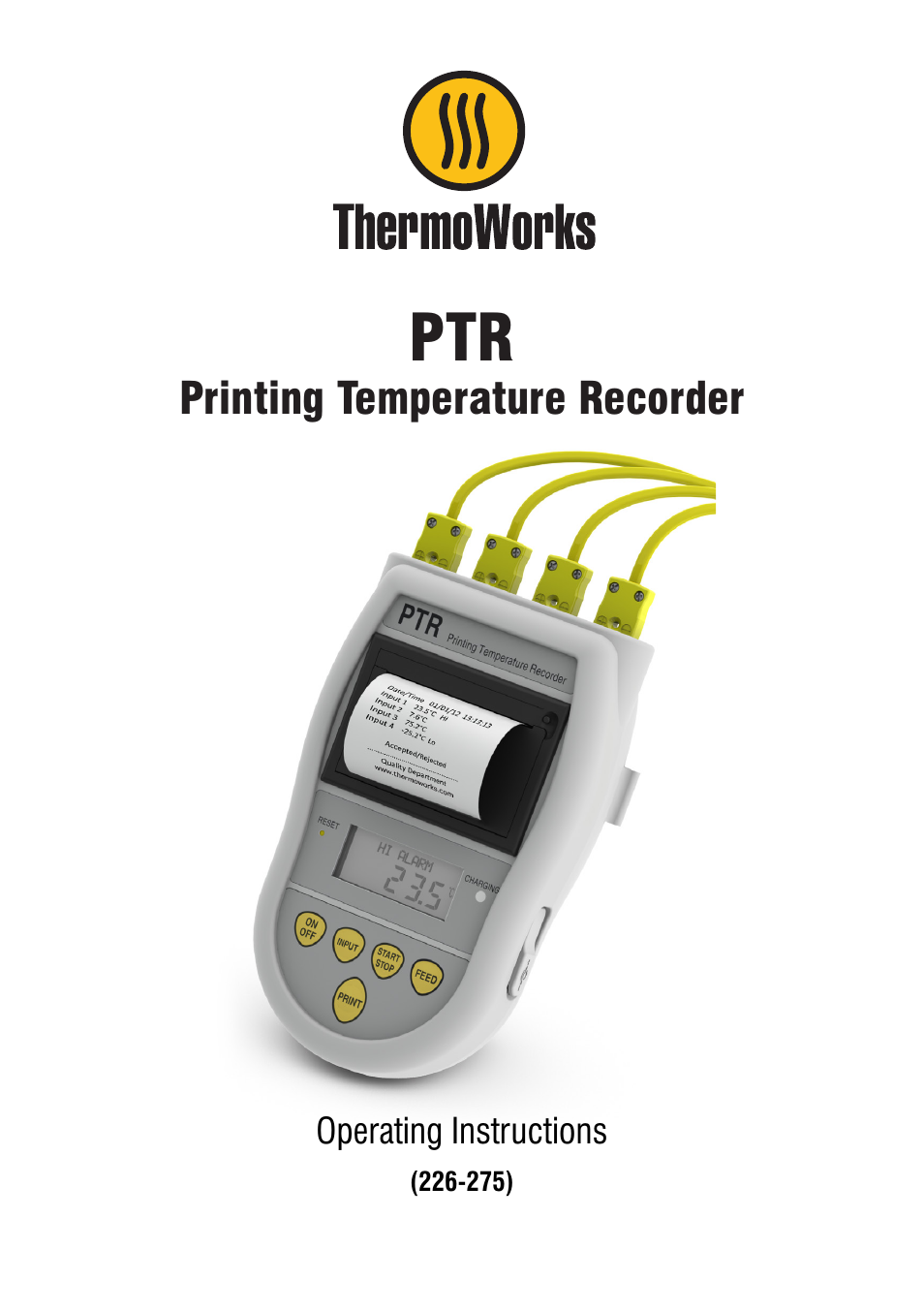 226-275 4-CHANNEL PRINTING TEMPERATURE RECORDER - PTR Quick Start Guide