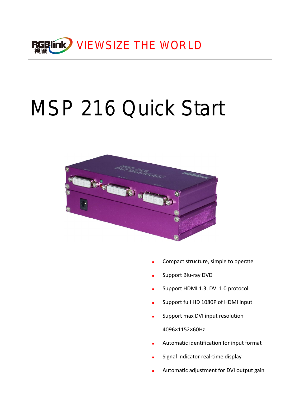 MSP 216 Quick Start