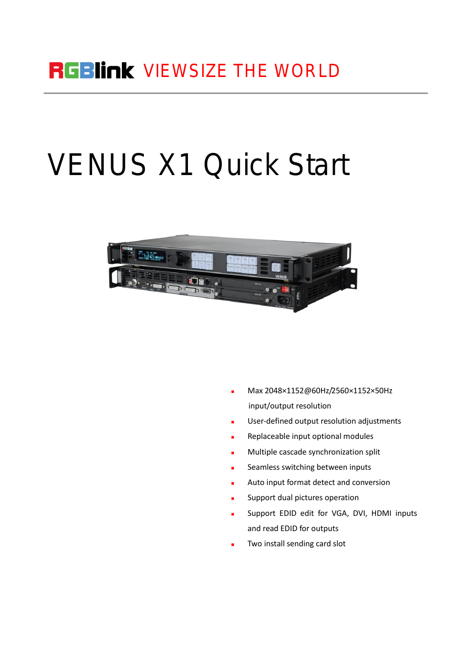 VENUS X1 Quick Start