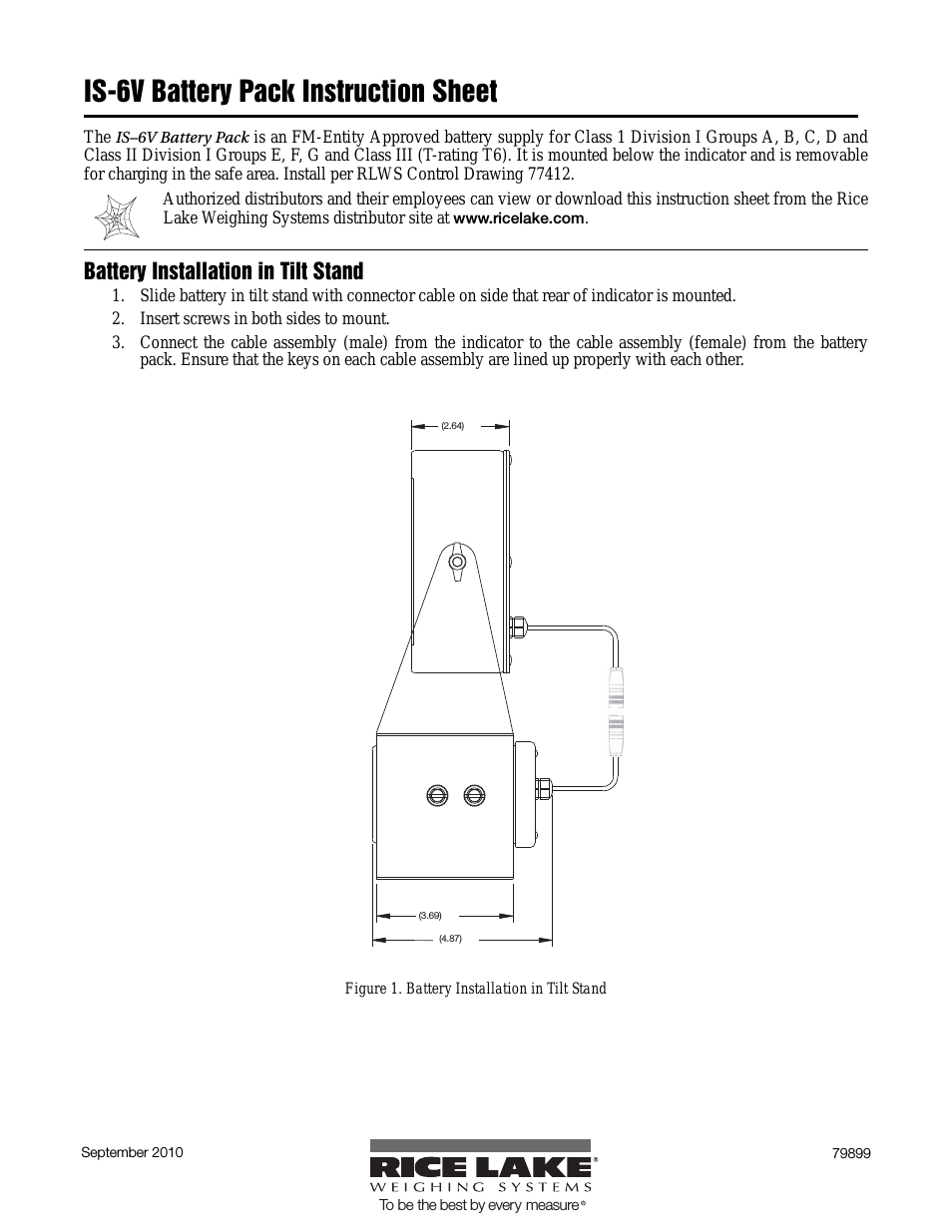 320IS Intrinsically-Safe Digital Weight Indicator - IS-6V Battery Pack Instruction Sheet