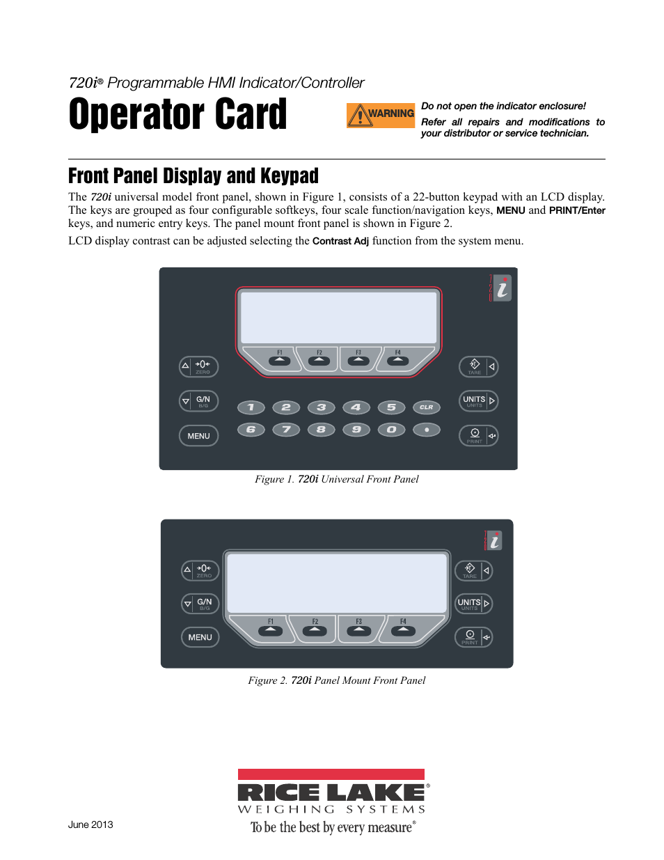 720i Programmable Indicator/Controller - Operator Card