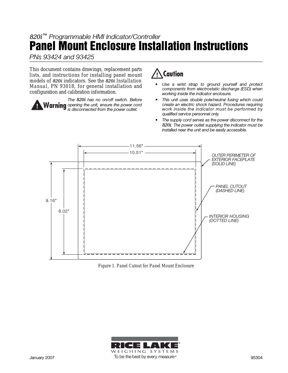 820i Programmable Indicator/Controller - Panel Mount Enclosure Installation Instructions