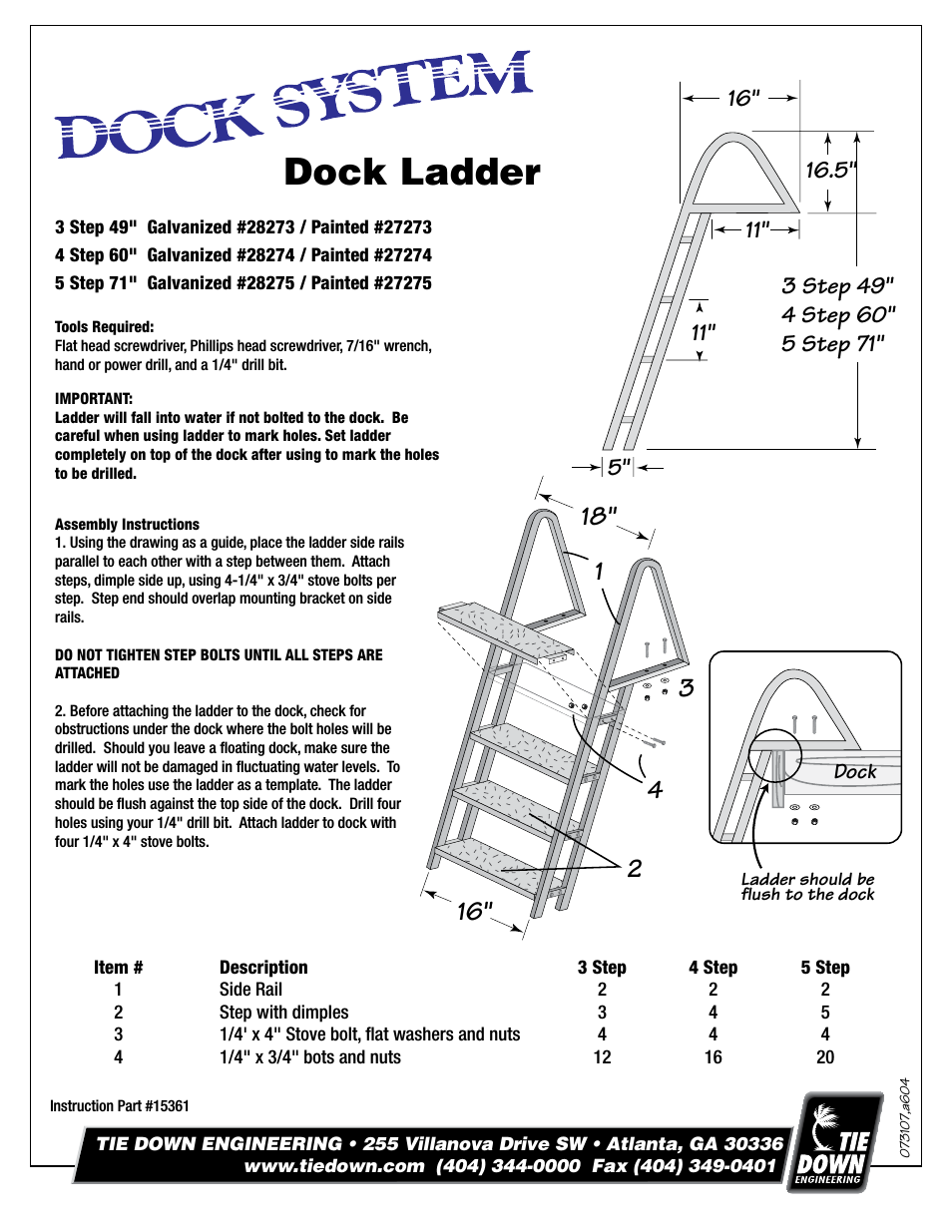 Dock Ladder Speed Release