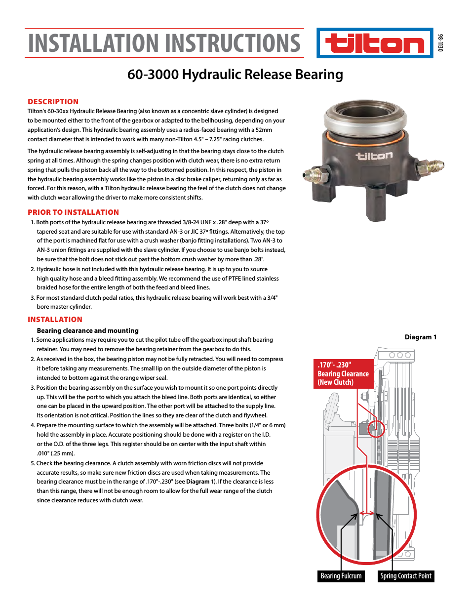 30XX Hydraulic Release Bearing (98-1130)