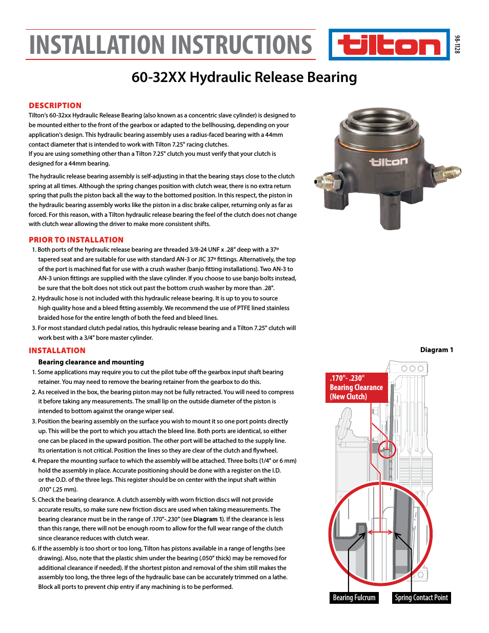 32XX Hydraulic Release Bearing (98-1128)