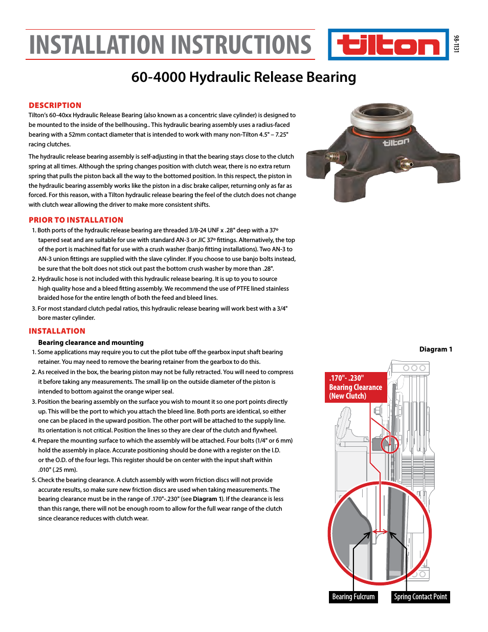 40XX Hydraulic Release Bearing (98-1131)