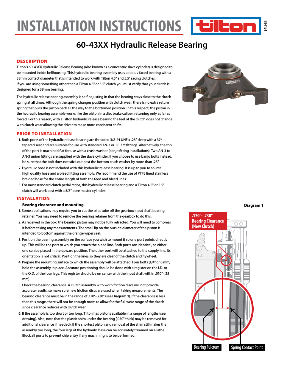 43XX Hydraulic Release Bearing (98-1134)