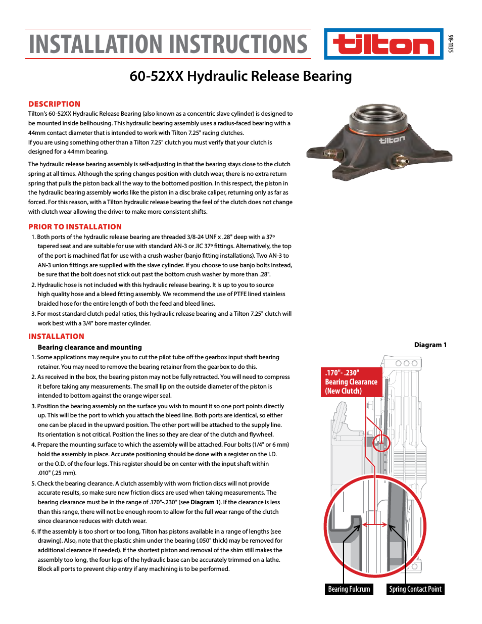52XX Hydraulic Release Bearing (98-1135)