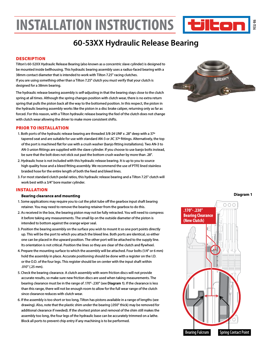 53XX Hydraulic Release Bearing (98-1136)