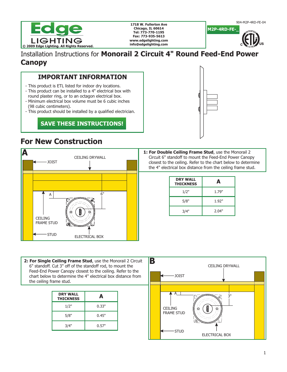 2 Circuit Feed-End Power Feed Canopies