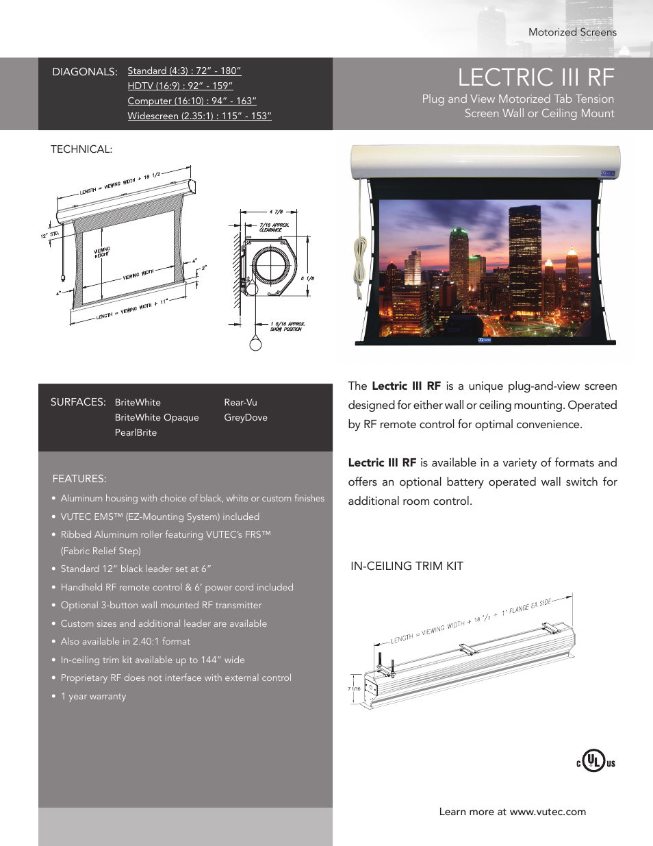 LECTRIC III RF - Product Sheet