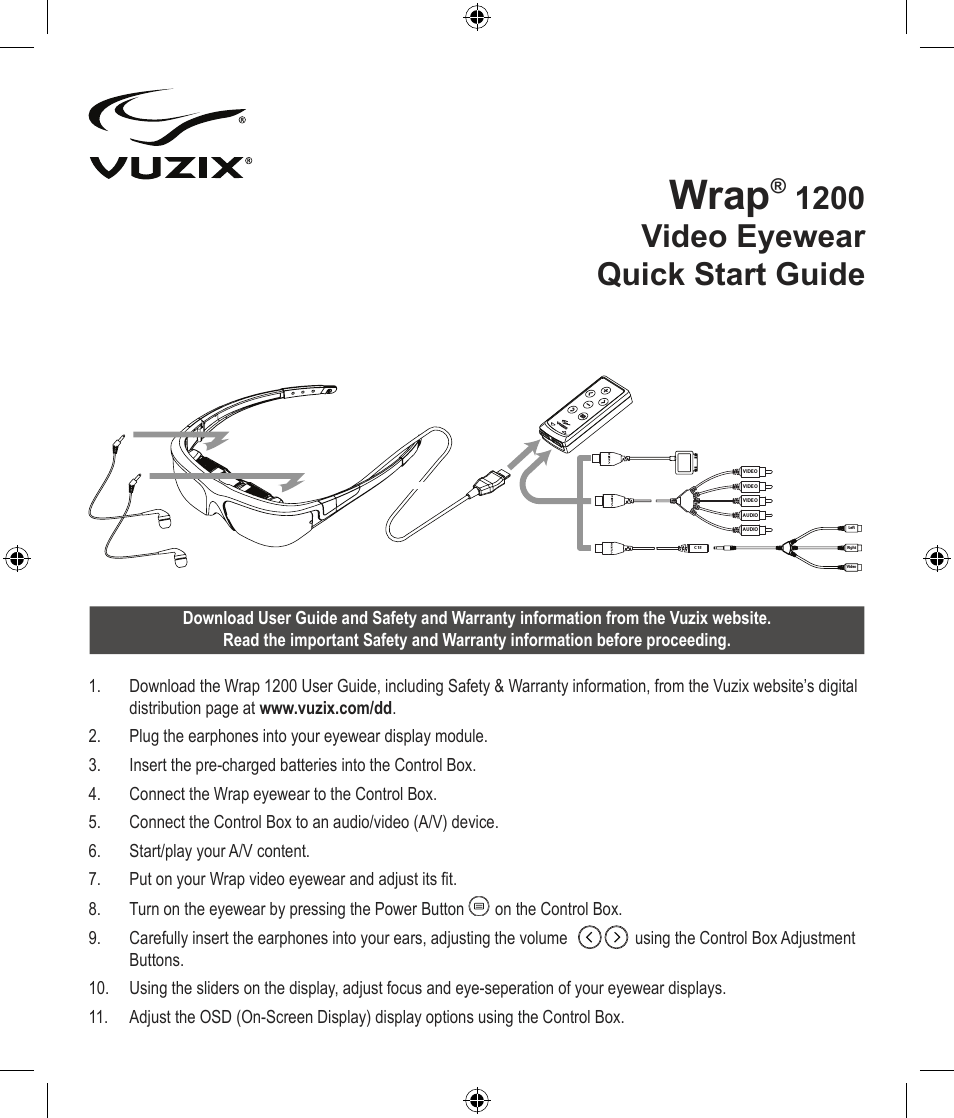 Wrap 1200 Video Eyewear Quick Start Guide