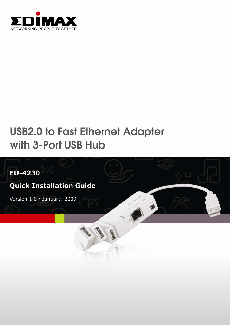 USB 2.0 to Faast Ethernet Adapter With 3-Port USB Hub EU-4230