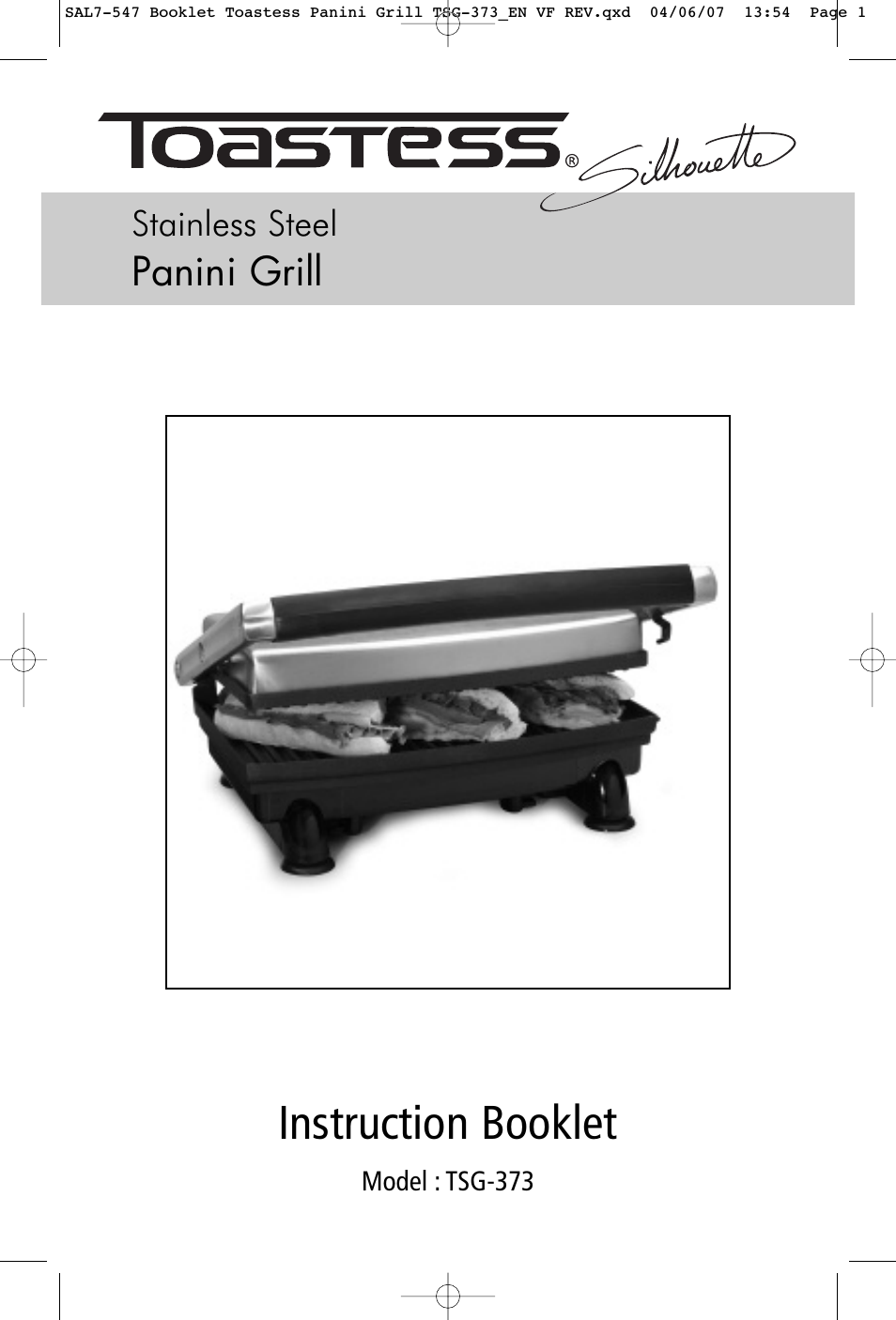 Classic Stainless Steel Panini Grill TSG-373