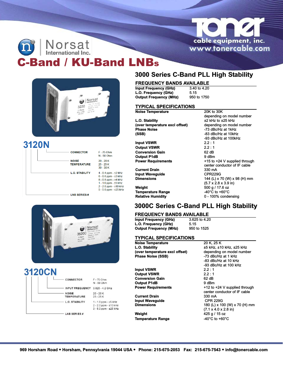 3000 Series Digital C-Band PLL LNB