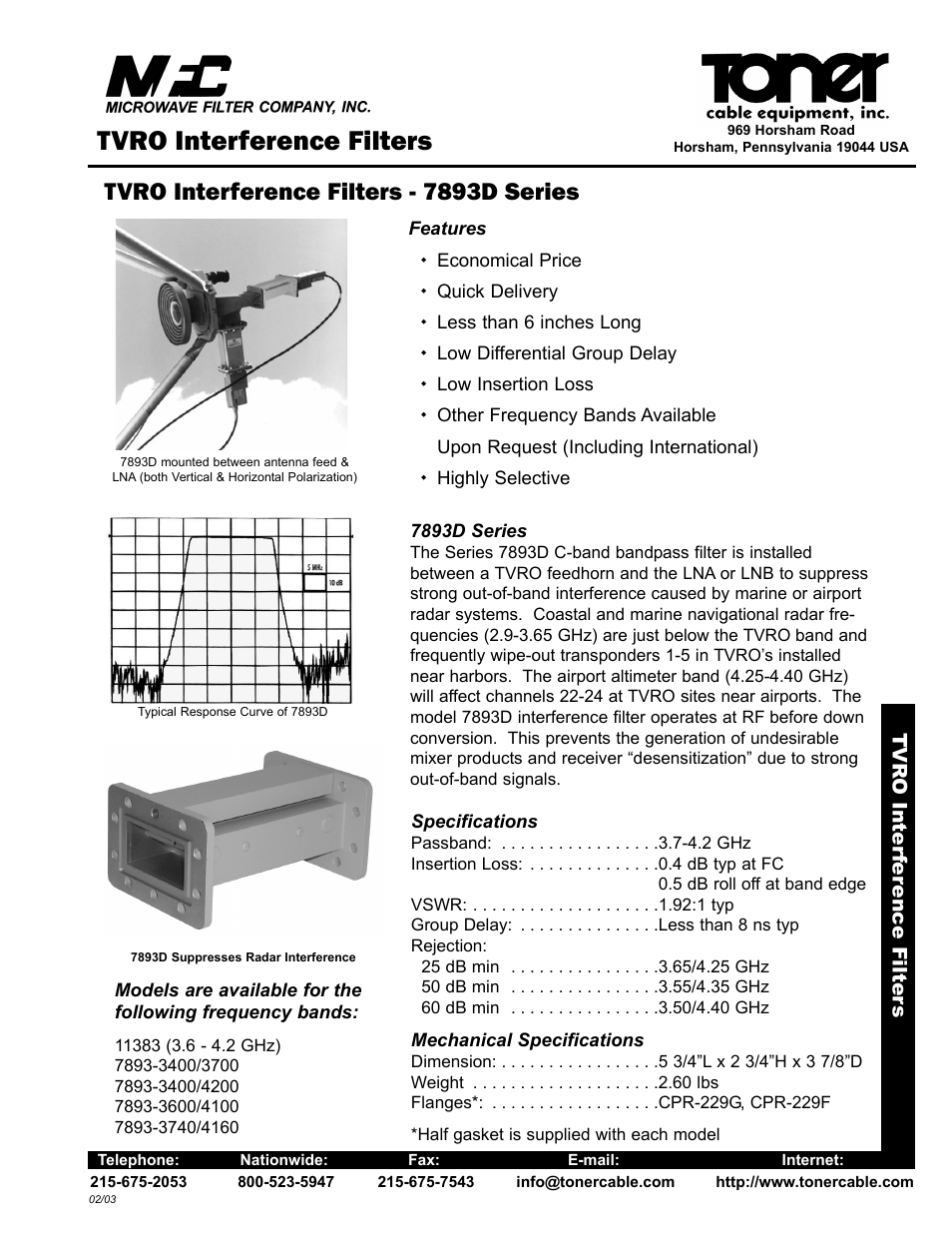 7893D Series TVRO Interference Filter