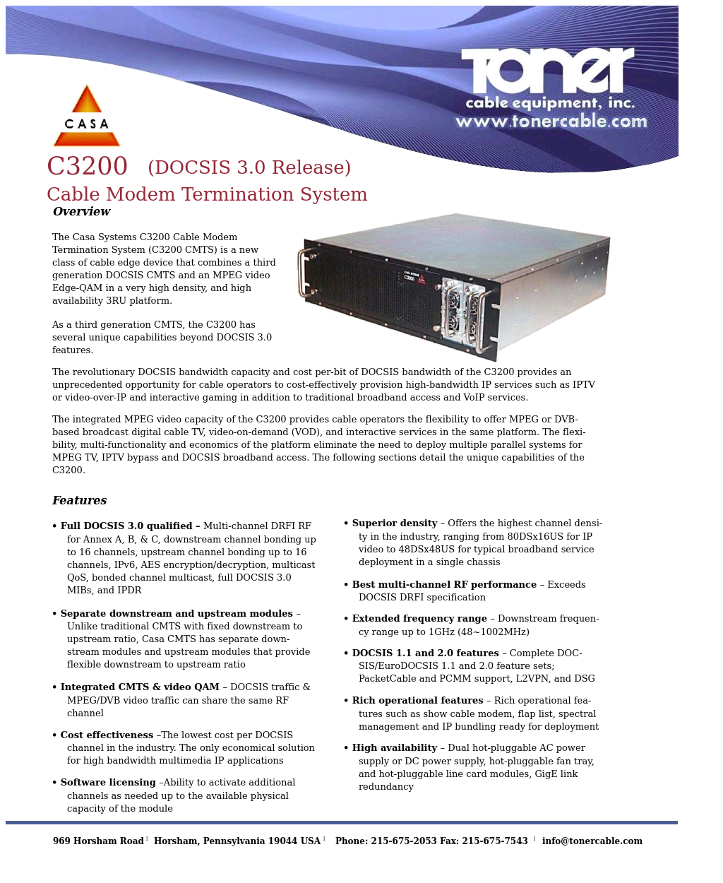 C3200 DOCSIS 3.0 Cable Modem Termination System