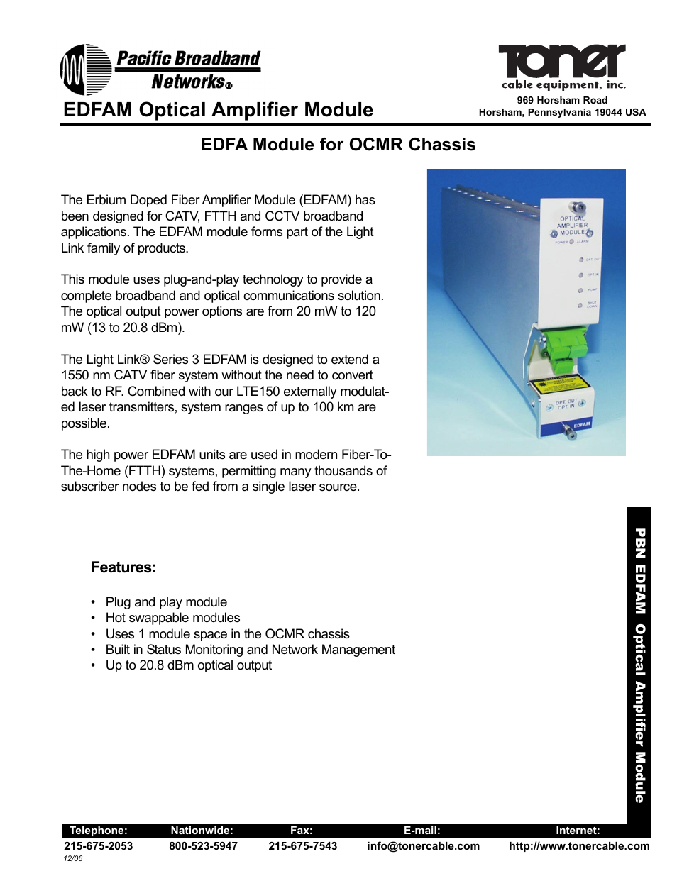 EDFA Fiber Optic Amplifiers Module